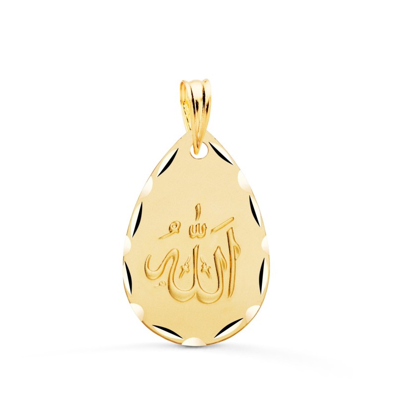 Medalla Oro Amarillo Ala Es Grande Oval Tallada Y Matizada 22X14 Mm oro 18k