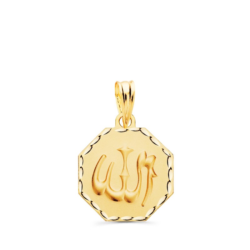 Medalla Oro Amarillo Ala Es Grande Octogono Tallada Y Matizada 15X15 Mm oro 18k