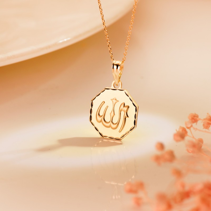 Medalla Oro Amarillo Ala Es Grande Octogono Tallada Y Matizada 15X15 Mm oro 18k