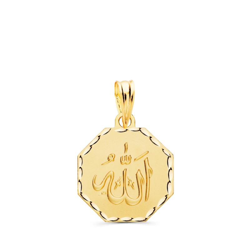 Medalla Oro Amarillo Ala Es Grande Octogono Tallada Y Matizada 15X15 Mm oro 18k