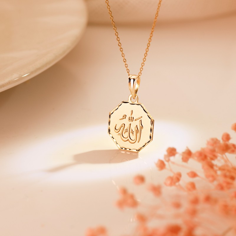 Medalla Oro Amarillo Ala Es Grande Octogono Tallada Y Matizada 15X15 Mm oro 18k