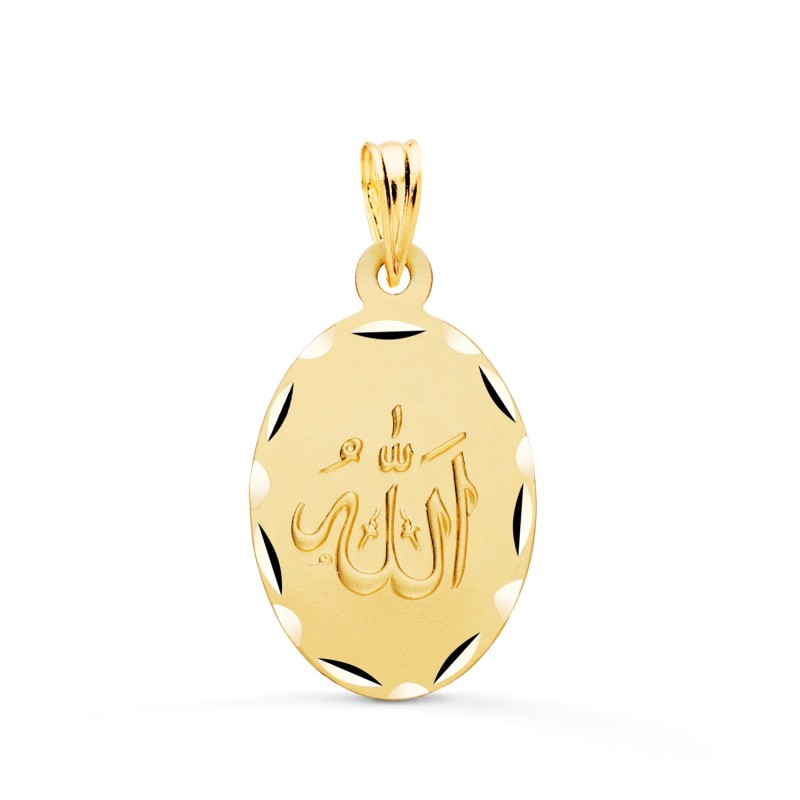 Medalla Oro Amarillo Ala Es Grande Oval Tallada Y Matizada 22X14 Mm oro 18k