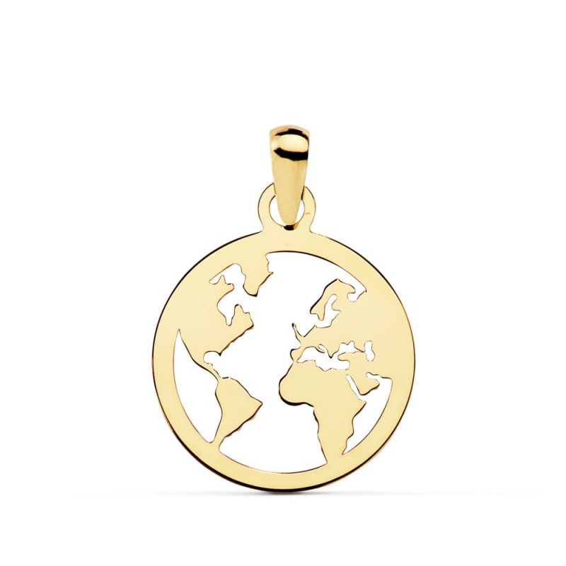 Colgante Oro Amarillo Mapamundi Calado 15 Mm oro 18k