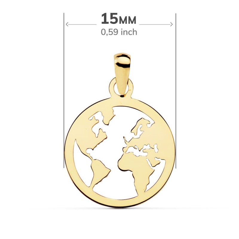 Colgante Oro Amarillo Mapamundi Calado 15 Mm oro 18k