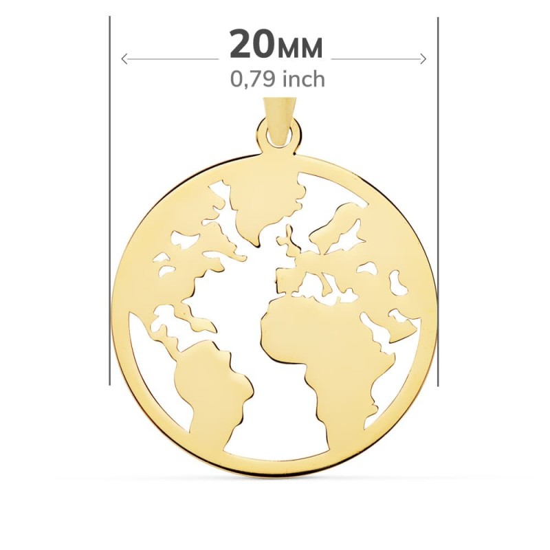 Colgante Oro Amarillo Mapamundi Calado 20 Mm oro 18k