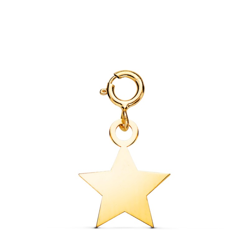 Colgante Oro Amarillo Estrella 12 X 10 Mm Con Reasa De 4.5 Mm oro 18k
