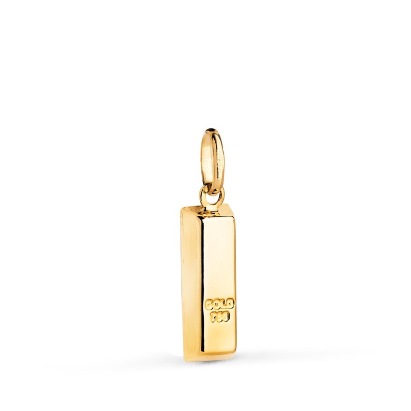 Colgante Oro Amarillo Lingote Hueco En Brillo. Medida: 16 X 6 Mm oro 18k