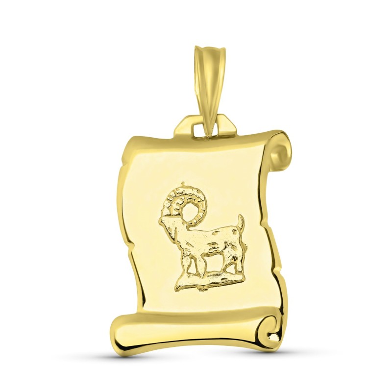 Colgante Horoscopo Oro Amarillo Aries Pergamino oro 18k