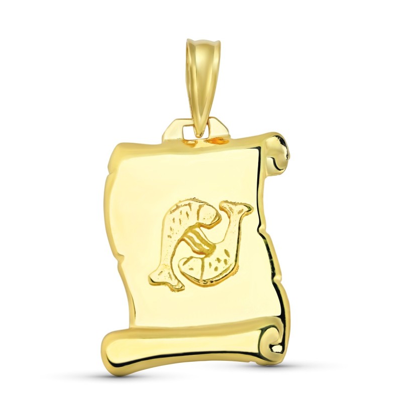 Horoscopo Oro Amarillo Piscis Pergamino oro 18k