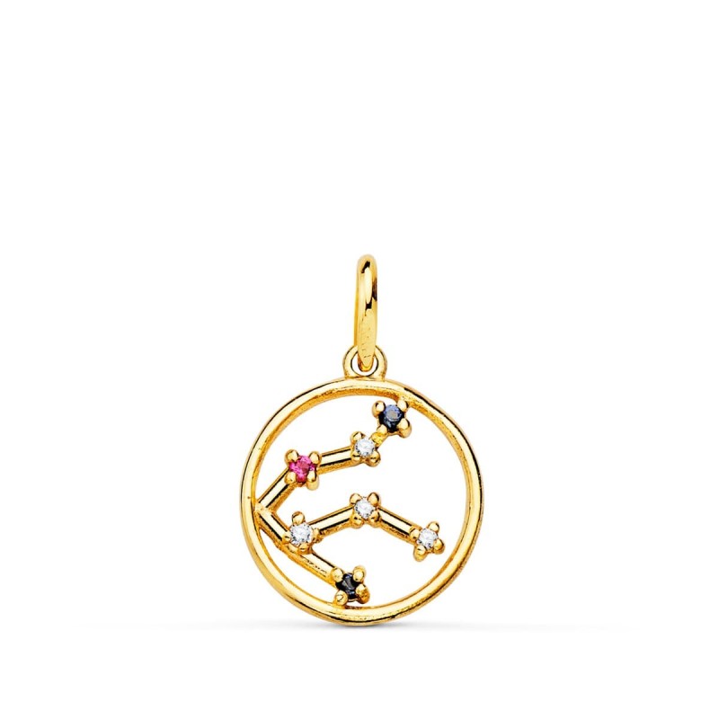 Horoscopo Oro Amarillo Acuario Constelaciones Circonita 12 Mm oro 18k