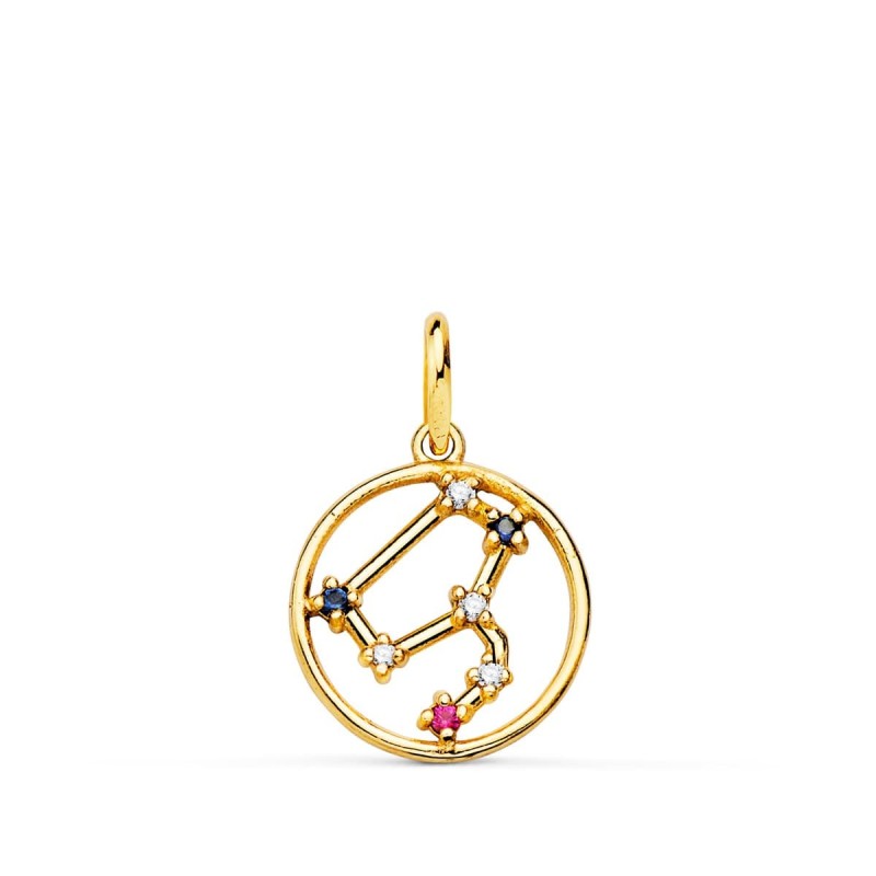 Horoscopo Oro Amarillo Leo Constelaciones Circonita Color 12 Mm oro 18k