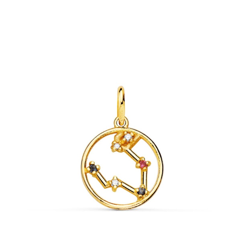 Horoscopo Oro Amarillo Piscis Constelaciones Circonita 12 Mm oro 18k