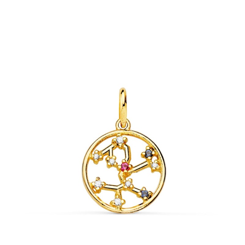 Horoscopo Oro Amarillo Sagitario Constelaciones Circonita 12 Mm oro 18k