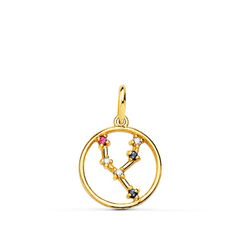 Horoscopo Oro Amarillo Tauro Constelaciones Circonita Color 12 Mm oro 18k