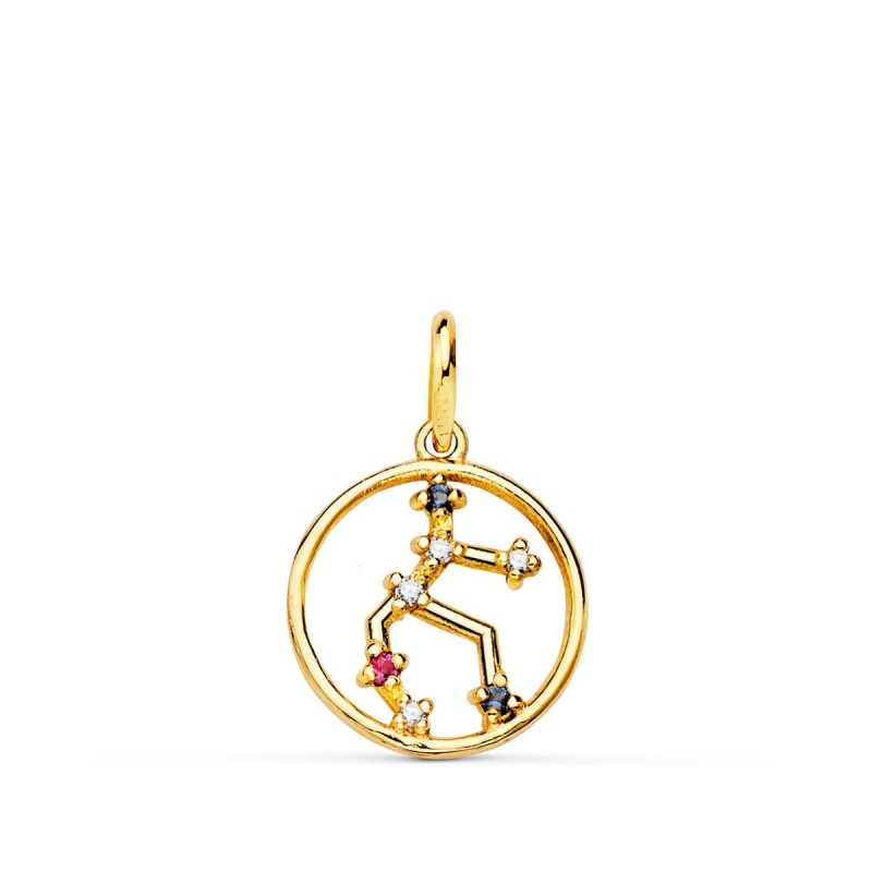 Horoscopo Oro Amarillo Virgo Constelaciones Circonita Color 12 Mm oro 18k