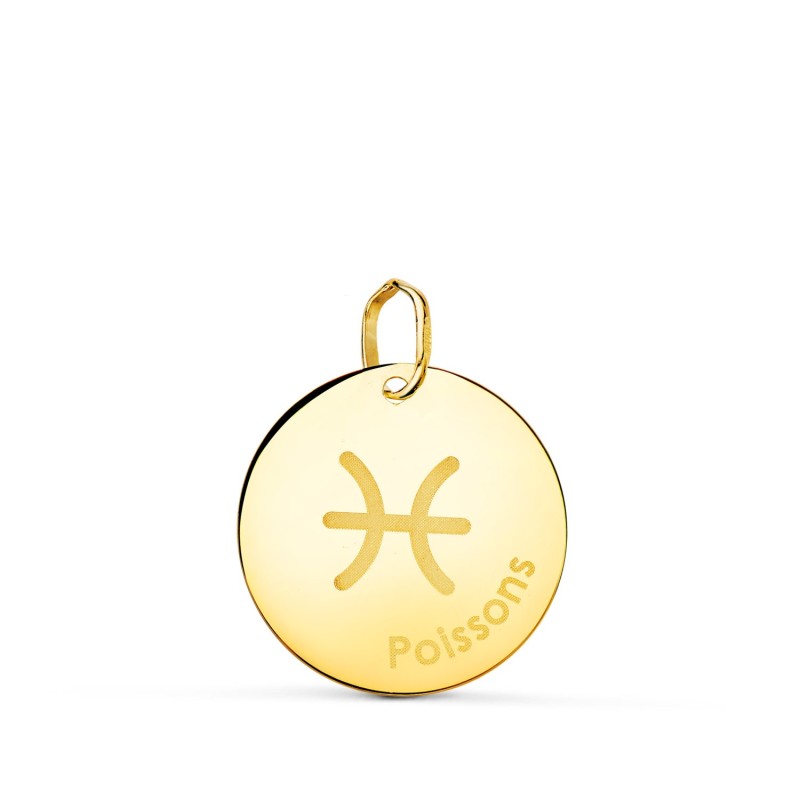Horoscopo Oro Amarillo Piscis En Frances Brillo 16 Mm oro 18k