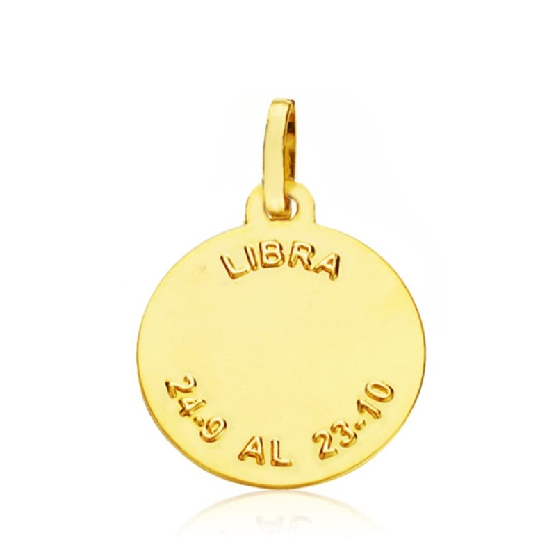 Placa Horoscopo Oro Amarillo Libra 16 Mm oro 18k