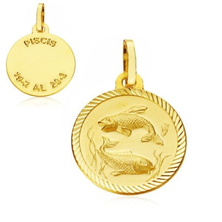 Placa Horoscopo Oro Amarillo Piscis 16 Mm oro 18k