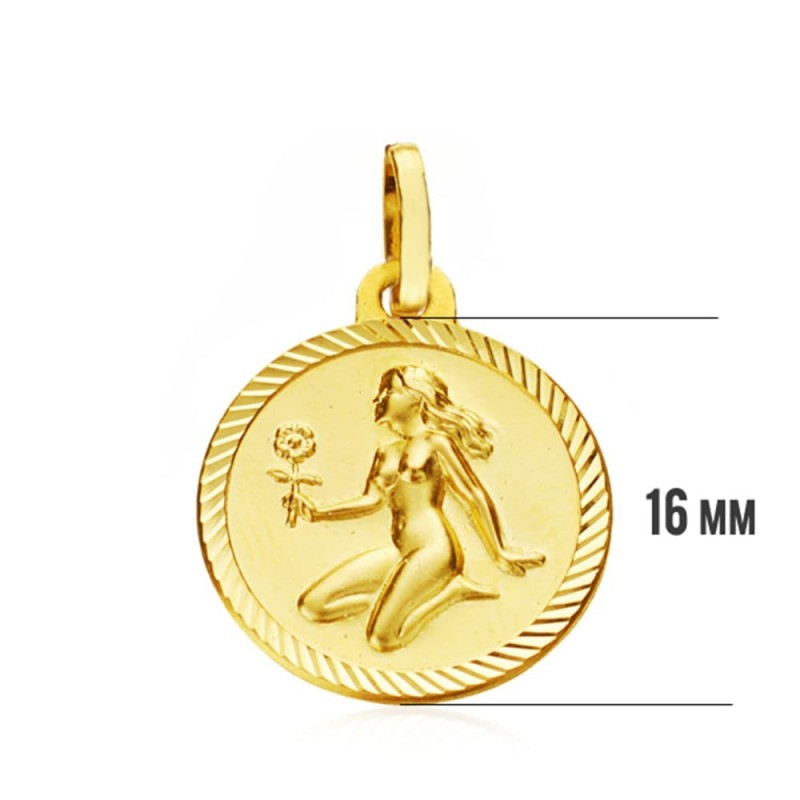 Placa Horoscopo Oro Amarillo Virgo 16 Mm oro 18k