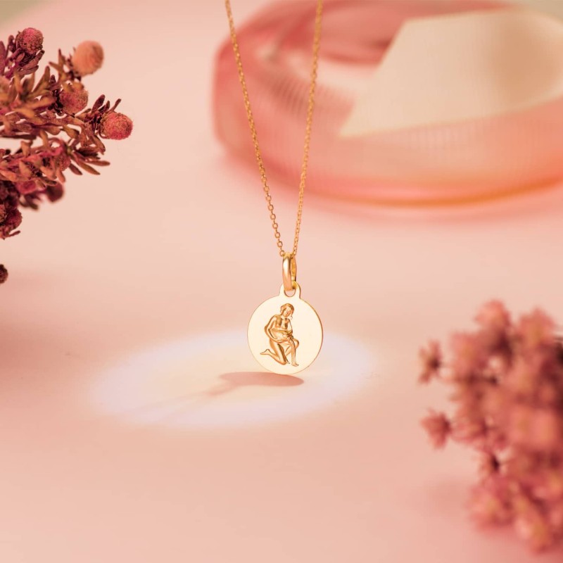 Medalla Oro Amarillo Horoscopo Oro Amarillo Oro Amarillo Acuario Matizada 13 Mm oro 18k