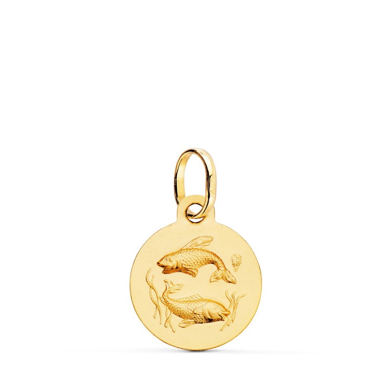 Medalla Oro Amarillo Horoscopo Oro Amarillo Oro Amarillo Piscis Matizada 13 Mm oro 18k