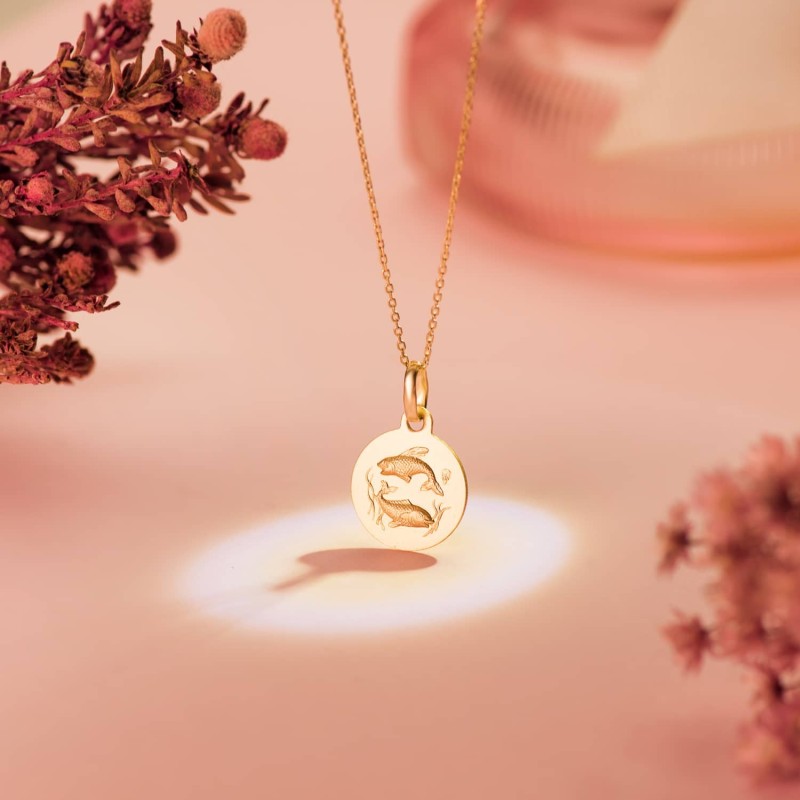 Medalla Oro Amarillo Horoscopo Oro Amarillo Oro Amarillo Piscis Matizada 13 Mm oro 18k