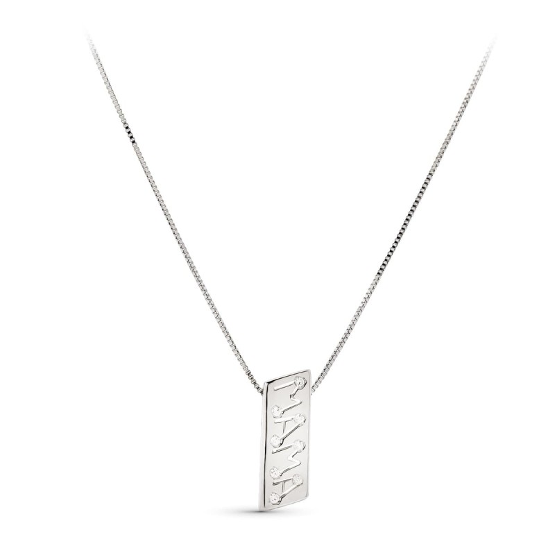 Gargantilla Oro Amarillo Madre Rectangular Con Circonitas oro 18k