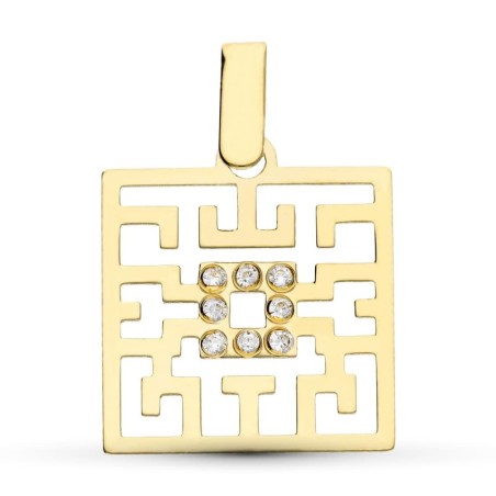 Colgante Oro Amarillo Laser Y Circonitas oro 18k