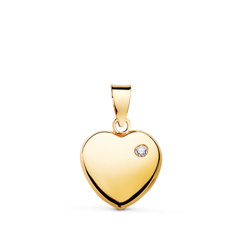 Colgante Oro Amarillo Corazon Brillo Con Circonita. Medida: 11 X 10 Mm oro 18k