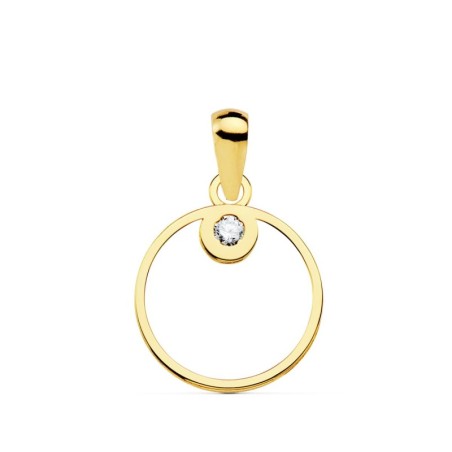 Colgante Oro Amarillo Circulo Circonita 12 Mm oro 18k