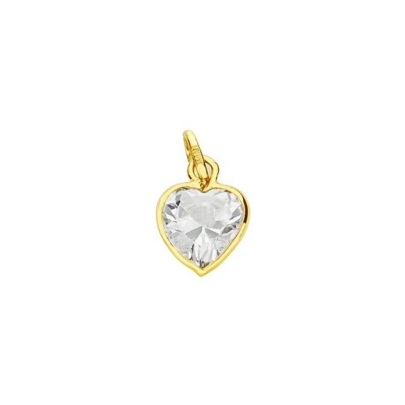 Colgante Oro Amarillo Corazon Circonita 10X7 Mm oro 18k