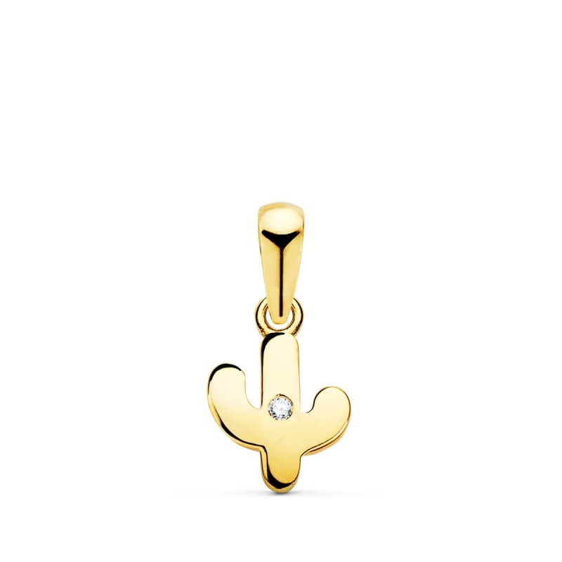 Colgante Oro Amarillo Cactus Mini Con Circonita 8.5X7 Mm oro 18k