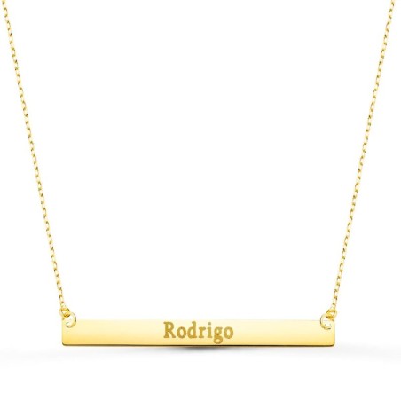 Gargantilla Oro Amarillo Placa Chapa Horizontal Brillo 40X4 Mm Cadena 44 2 Cm oro 18k