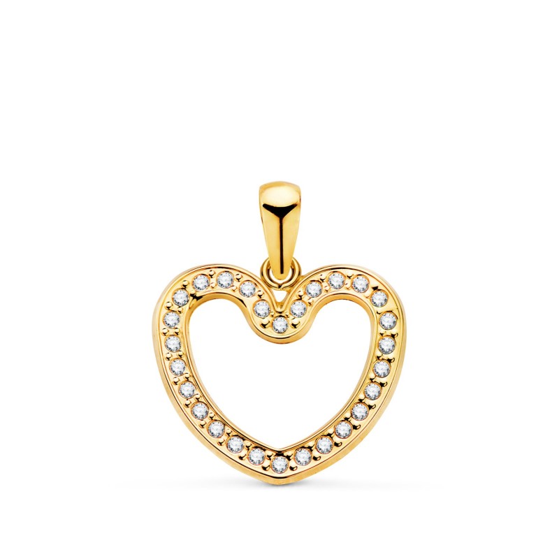Colgante Oro Amarillo Corazon Cerco Con Circonita 16X14,5 Mm oro 18k