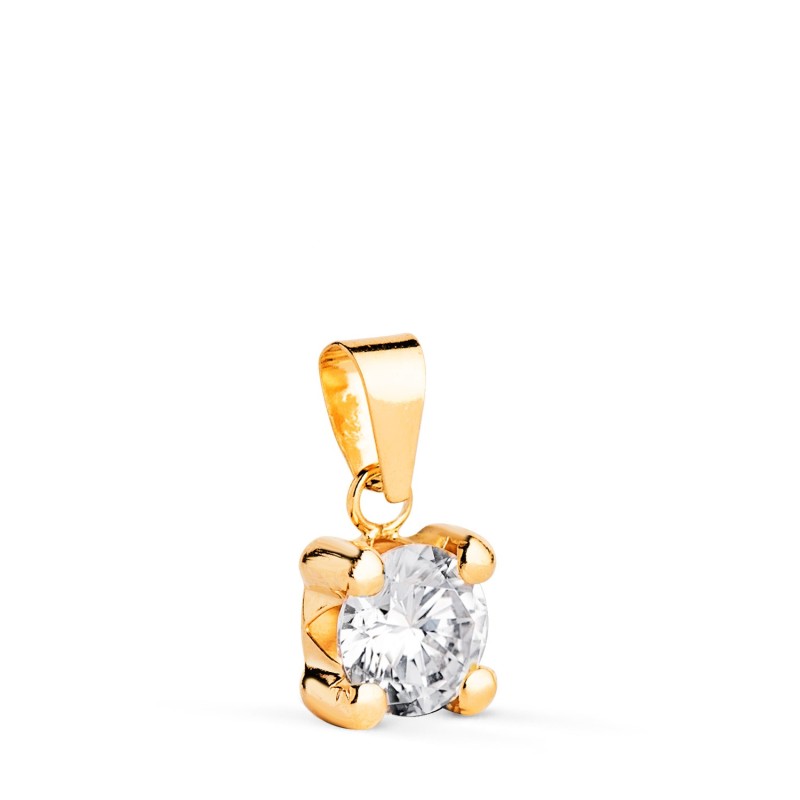 Colgante Oro Amarillo Con Circonita 6Mm Con 4 Garras. Ancho: 6,5 Mm. oro 18k