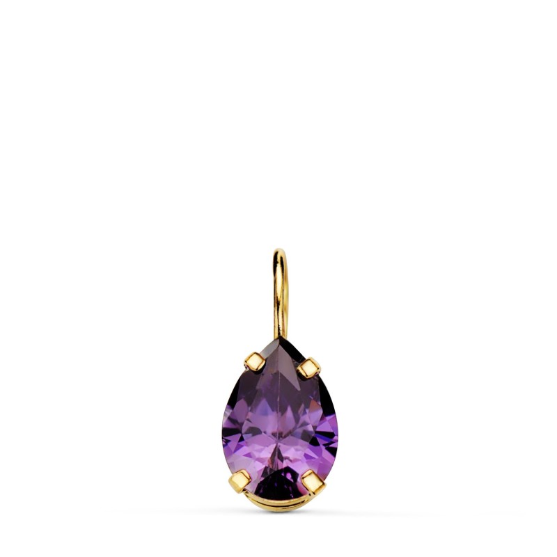Colgante Oro Amarillo Lagrima Con Garras Y Piedra Color Amatista 6,5 X 5 Mm. oro 18k