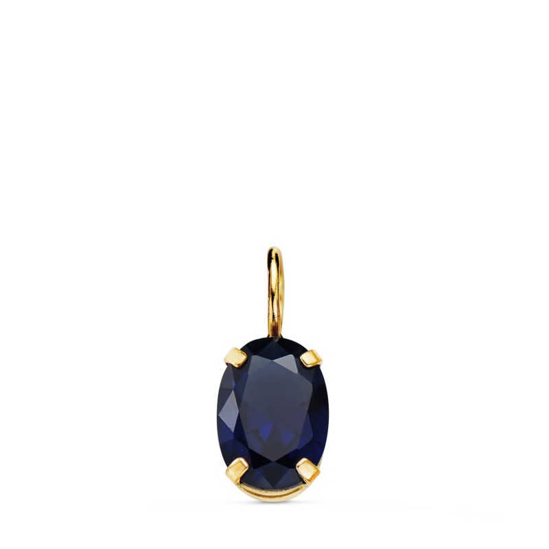 Colgante Oro Amarillo Oval Piedra Color Azul 7 X 5 Mm. oro 18k