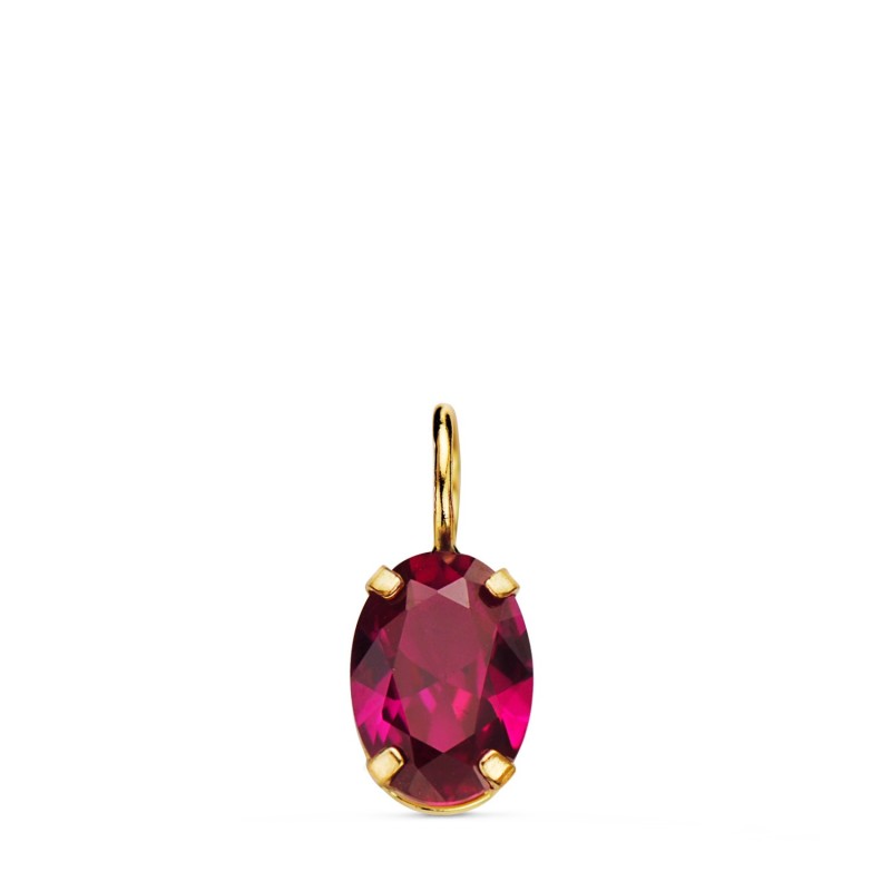 Colgante Oro Amarillo Oval Piedra Color Rojo 7 X 5 Mm. oro 18k