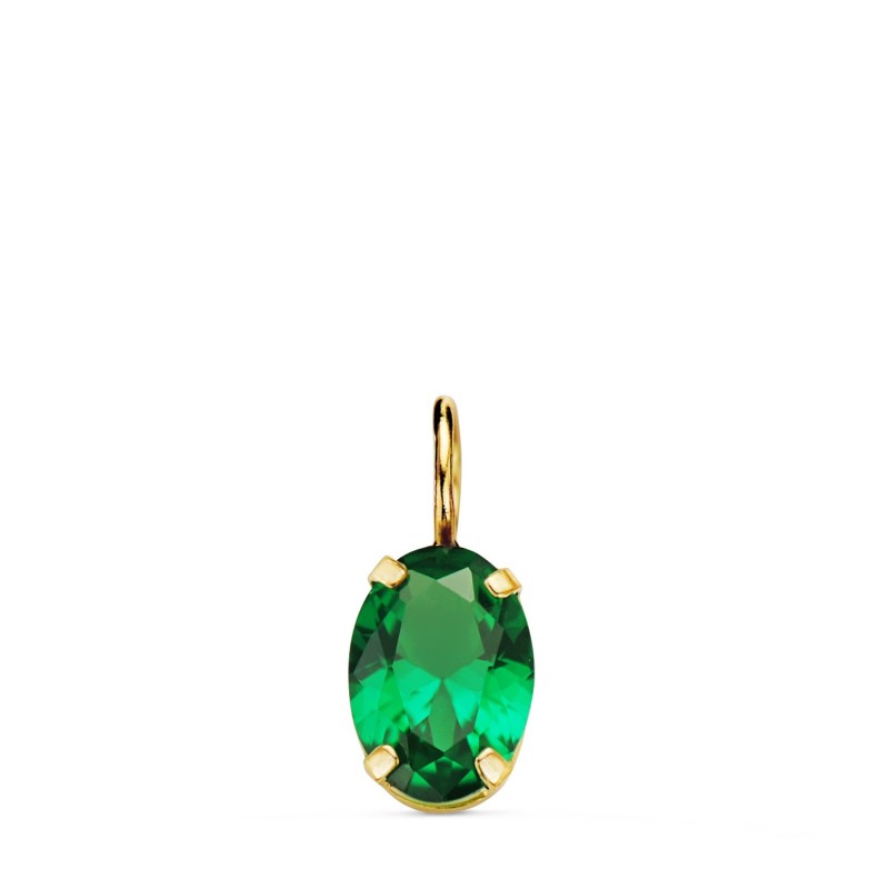 Colgante Oro Amarillo Oval Piedra Color Verde 7 X 5 Mm. oro 18k