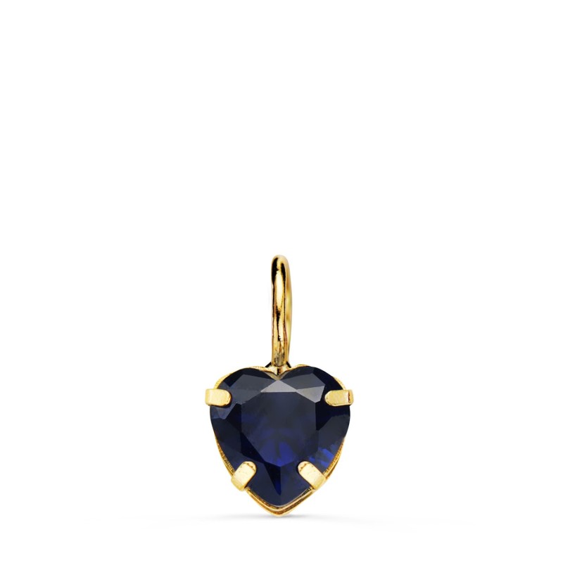 Colgante Oro Amarillo Corazon Piedra Color Azul 6 X 6 Mm. oro 18k