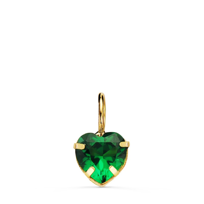 Colgante Oro Amarillo Corazon Piedra Color Verde 6 X 6 Mm. oro 18k