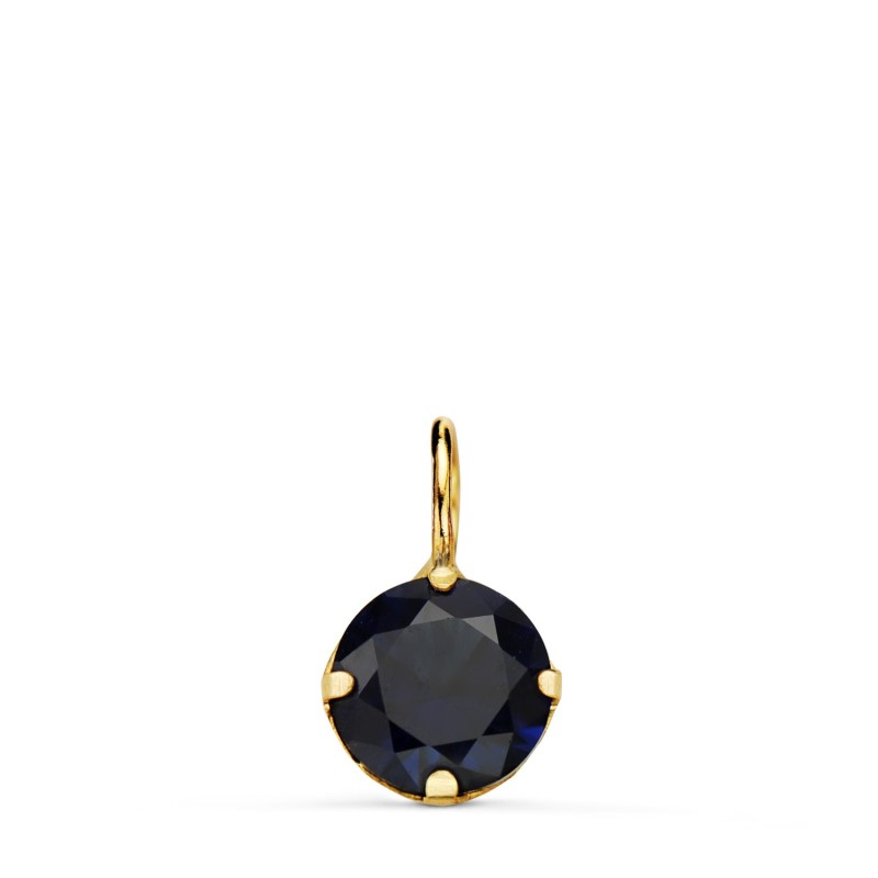 Colgante Oro Amarillo Redondo Con Piedra Color Azul. Medida: 6 Mm. oro 18k