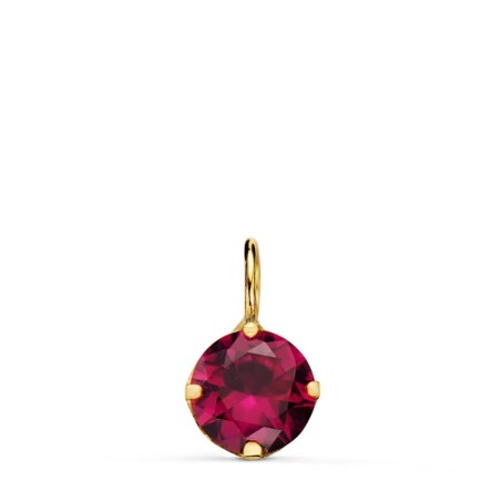 Colgante Oro Amarillo Redondo Con Piedra Color Roja. Medida: 6 Mm. oro 18k