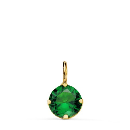 Colgante Oro Amarillo Redondo Con Piedra Color Verde. Medida: 6 Mm. oro 18k
