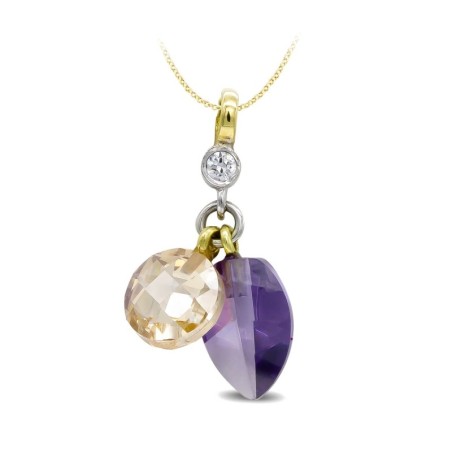 Colgante Bicolor Amatista Y Topacio oro 18k