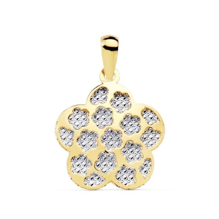 Colgante Flor Bicolor 17X17 Mm oro 18k