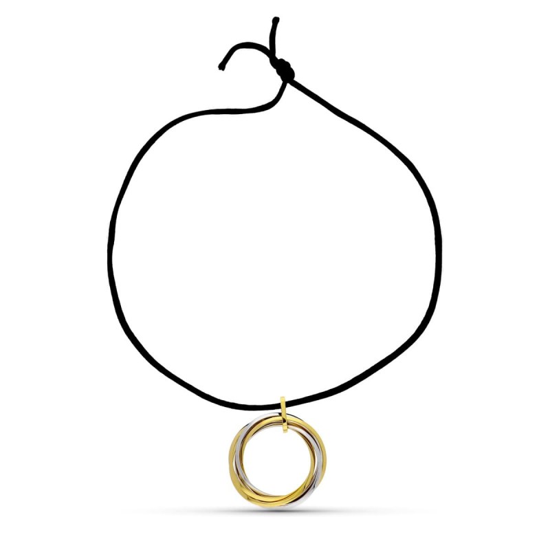 Colgante Oro Bicolor Aros Entrelazados oro 18k