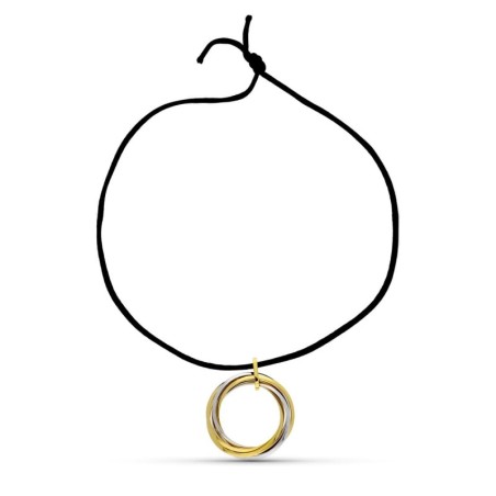 Colgante Oro Bicolor Aros Entrelazados oro 18k