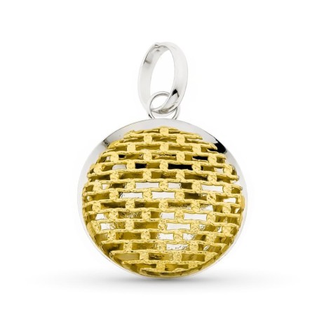 Colgante Oro Bicolor Redondo Malla oro 18k