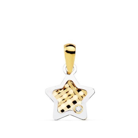 Colgante Estrella Bicolor 10X10 Mm oro 18k